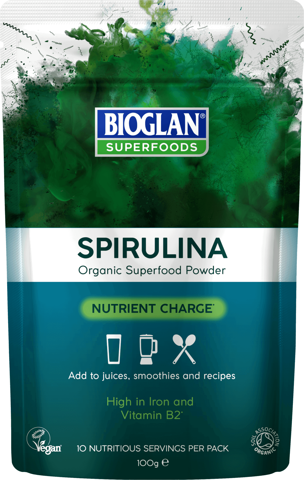 Bioglan Superfoods Supergreens Spirulina Powder - 100g Image 1