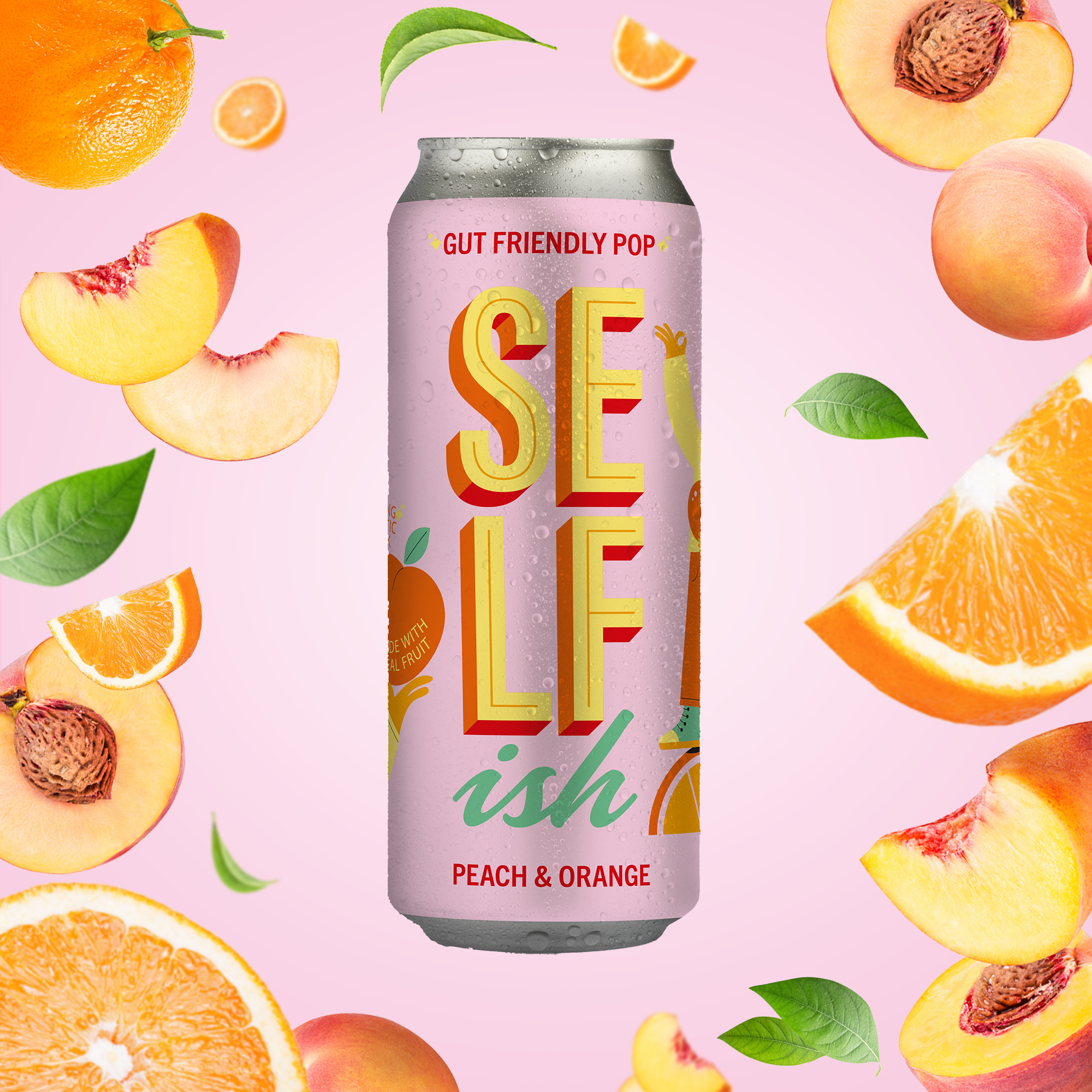 Selfish Gut Friendly Pop - Peach & Orange (12x330ml Cans) Image 1