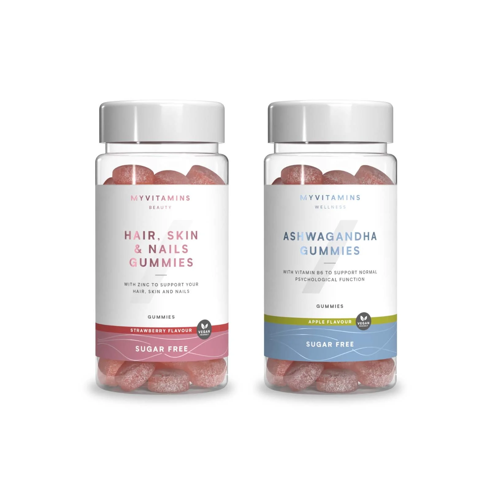 Sugar Free Gummies Bundle - Sugar Free Ashwagandha Gummies, Apple - Sugar Free Hair, Skin & Nails, Strawberry Image 1